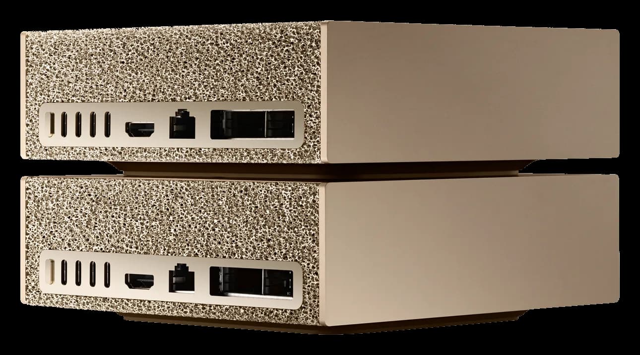 Two NVIDIA DGX Spark units stacked and joined